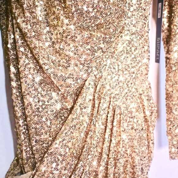 $899 NWT Badgley Mischka Gold Sequins Maxi Gown 14 - Picture 11 of 13